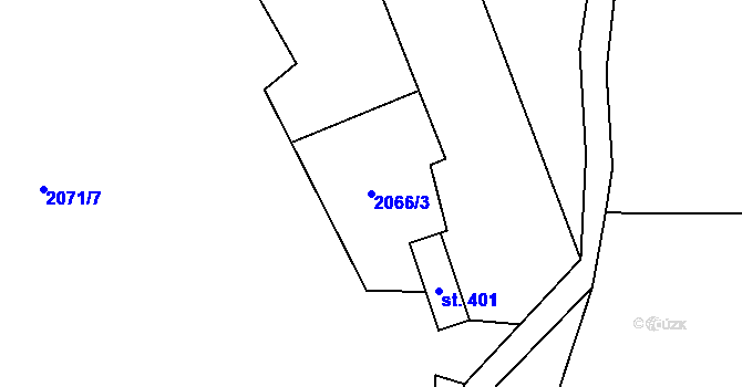 Parcela st. 2066/3 v KÚ Solanec pod Soláněm, Katastrální mapa