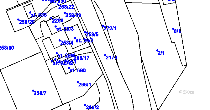 Parcela st. 2179 v KÚ Solanec pod Soláněm, Katastrální mapa