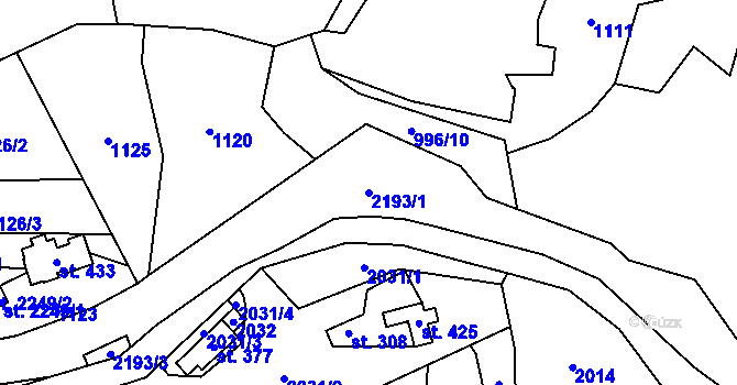 Parcela st. 2193/1 v KÚ Solanec pod Soláněm, Katastrální mapa