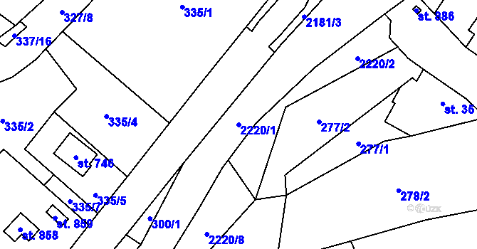Parcela st. 2220/1 v KÚ Solanec pod Soláněm, Katastrální mapa