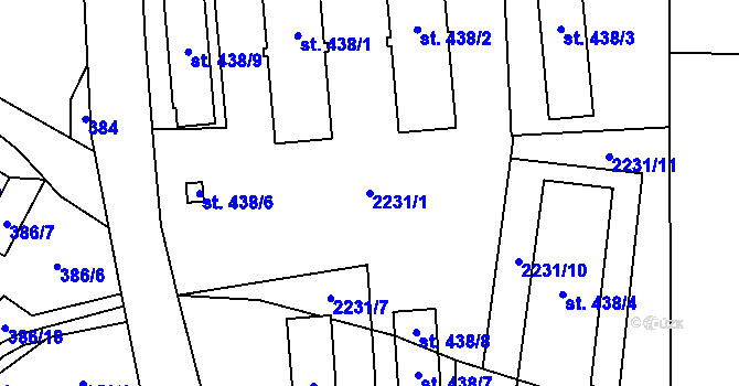 Parcela st. 2231/1 v KÚ Solanec pod Soláněm, Katastrální mapa