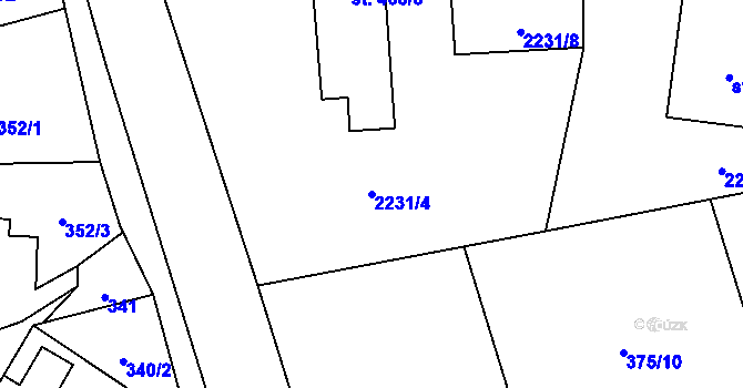 Parcela st. 2231/4 v KÚ Solanec pod Soláněm, Katastrální mapa
