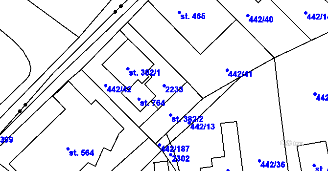 Parcela st. 2233 v KÚ Solanec pod Soláněm, Katastrální mapa