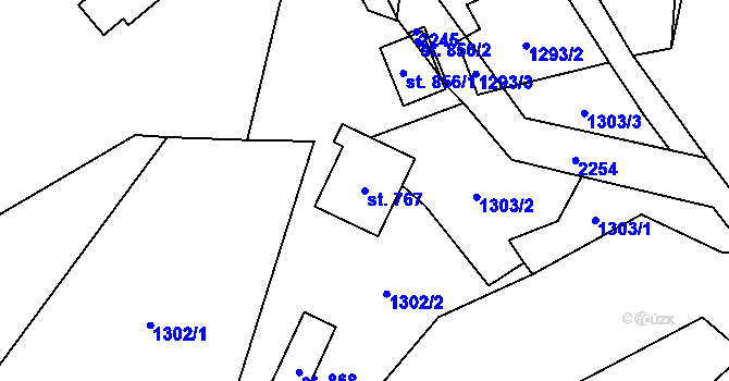Parcela st. 767 v KÚ Solanec pod Soláněm, Katastrální mapa