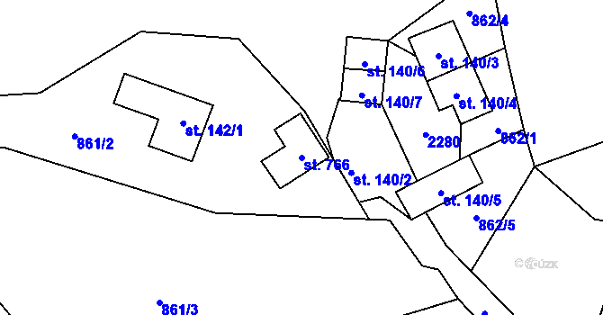 Parcela st. 766 v KÚ Solanec pod Soláněm, Katastrální mapa