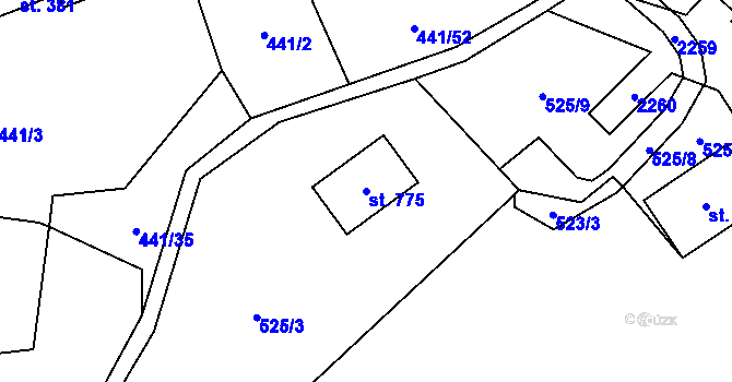 Parcela st. 775 v KÚ Solanec pod Soláněm, Katastrální mapa
