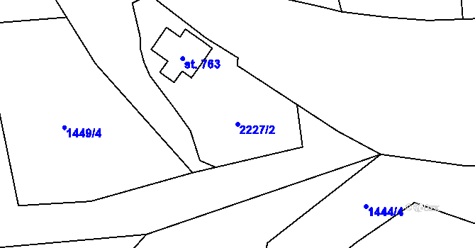 Parcela st. 2227/2 v KÚ Solanec pod Soláněm, Katastrální mapa