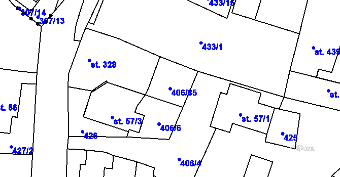 Parcela st. 406/85 v KÚ Solanec pod Soláněm, Katastrální mapa