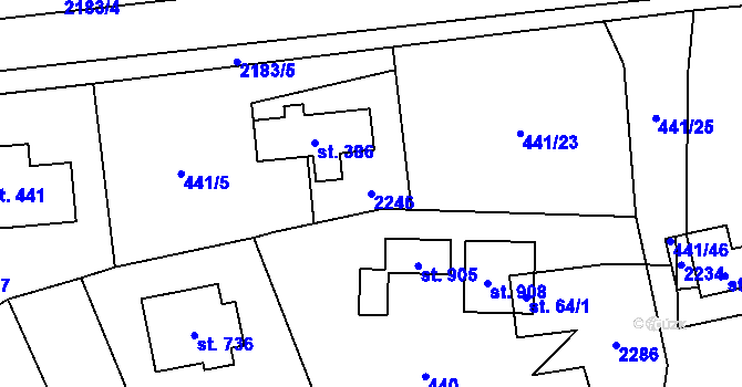 Parcela st. 2246 v KÚ Solanec pod Soláněm, Katastrální mapa