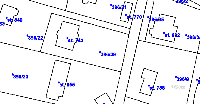 Parcela st. 396/39 v KÚ Solanec pod Soláněm, Katastrální mapa