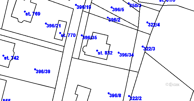 Parcela st. 832 v KÚ Solanec pod Soláněm, Katastrální mapa