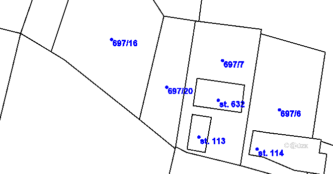 Parcela st. 697/20 v KÚ Solanec pod Soláněm, Katastrální mapa