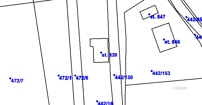 Parcela st. 839 v KÚ Solanec pod Soláněm, Katastrální mapa