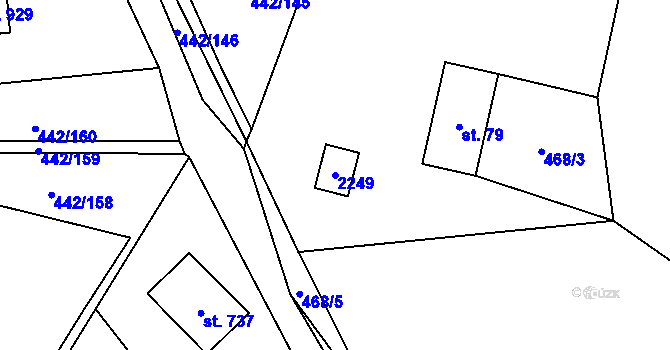 Parcela st. 2249 v KÚ Solanec pod Soláněm, Katastrální mapa