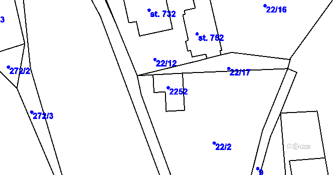 Parcela st. 2252 v KÚ Solanec pod Soláněm, Katastrální mapa