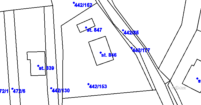 Parcela st. 846 v KÚ Solanec pod Soláněm, Katastrální mapa