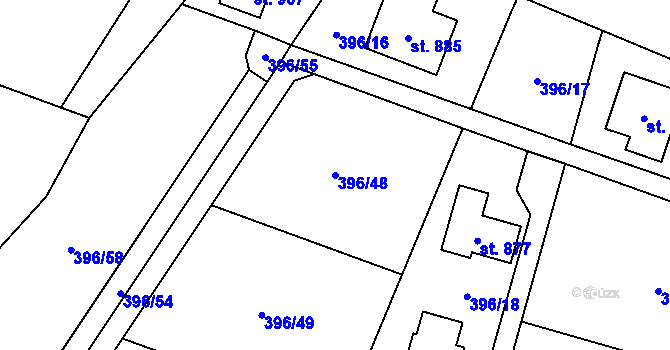Parcela st. 396/48 v KÚ Solanec pod Soláněm, Katastrální mapa