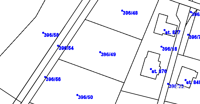 Parcela st. 396/49 v KÚ Solanec pod Soláněm, Katastrální mapa