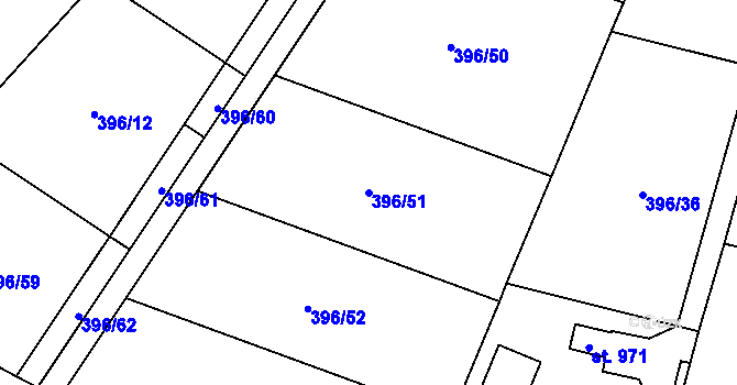 Parcela st. 396/51 v KÚ Solanec pod Soláněm, Katastrální mapa