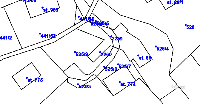 Parcela st. 2260 v KÚ Solanec pod Soláněm, Katastrální mapa