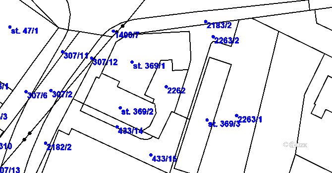 Parcela st. 2262 v KÚ Solanec pod Soláněm, Katastrální mapa