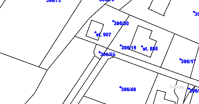 Parcela st. 396/55 v KÚ Solanec pod Soláněm, Katastrální mapa