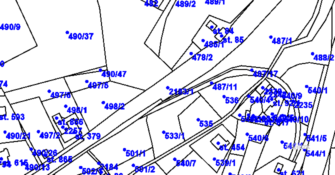 Parcela st. 2183/1 v KÚ Solanec pod Soláněm, Katastrální mapa