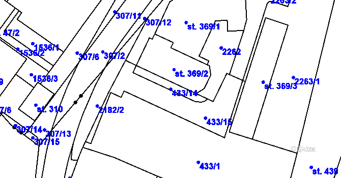 Parcela st. 433/14 v KÚ Solanec pod Soláněm, Katastrální mapa