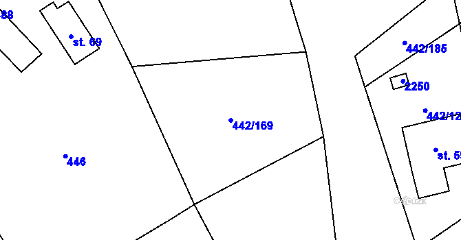 Parcela st. 442/169 v KÚ Solanec pod Soláněm, Katastrální mapa