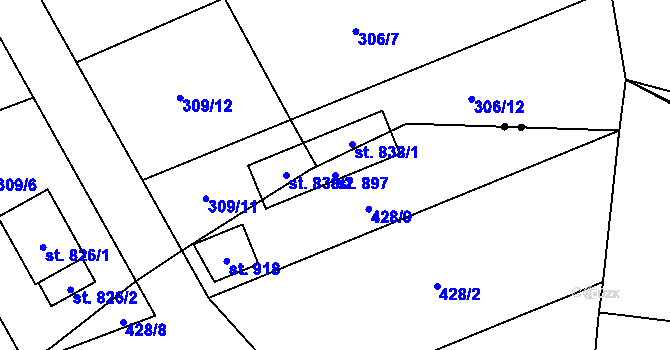 Parcela st. 897 v KÚ Solanec pod Soláněm, Katastrální mapa