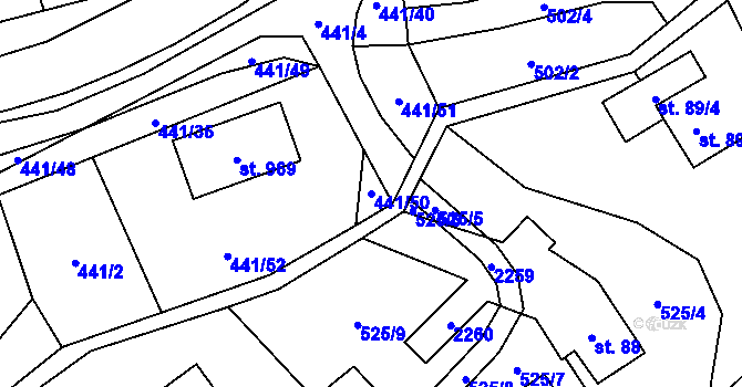 Parcela st. 441/50 v KÚ Solanec pod Soláněm, Katastrální mapa