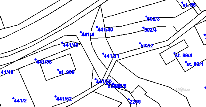 Parcela st. 441/51 v KÚ Solanec pod Soláněm, Katastrální mapa