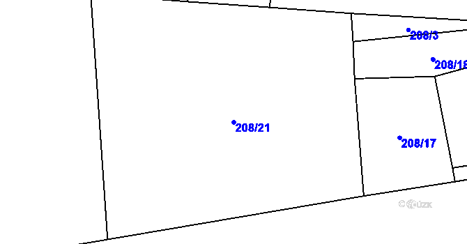 Parcela st. 208/21 v KÚ Solanec pod Soláněm, Katastrální mapa