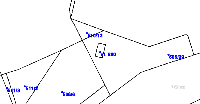 Parcela st. 880 v KÚ Solanec pod Soláněm, Katastrální mapa