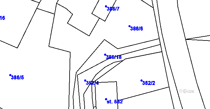 Parcela st. 386/18 v KÚ Solanec pod Soláněm, Katastrální mapa