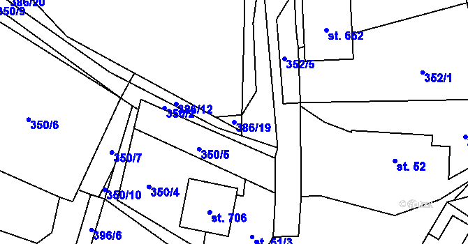 Parcela st. 386/19 v KÚ Solanec pod Soláněm, Katastrální mapa