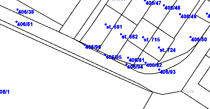 Parcela st. 406/95 v KÚ Solanec pod Soláněm, Katastrální mapa