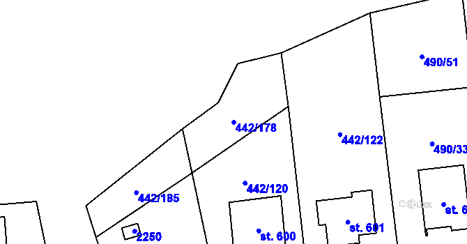 Parcela st. 442/178 v KÚ Solanec pod Soláněm, Katastrální mapa