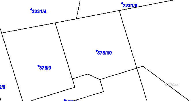 Parcela st. 375/10 v KÚ Solanec pod Soláněm, Katastrální mapa