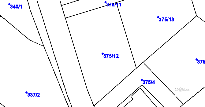 Parcela st. 375/12 v KÚ Solanec pod Soláněm, Katastrální mapa