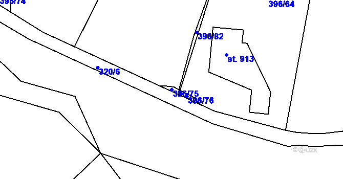 Parcela st. 396/75 v KÚ Solanec pod Soláněm, Katastrální mapa