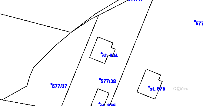 Parcela st. 934 v KÚ Solanec pod Soláněm, Katastrální mapa
