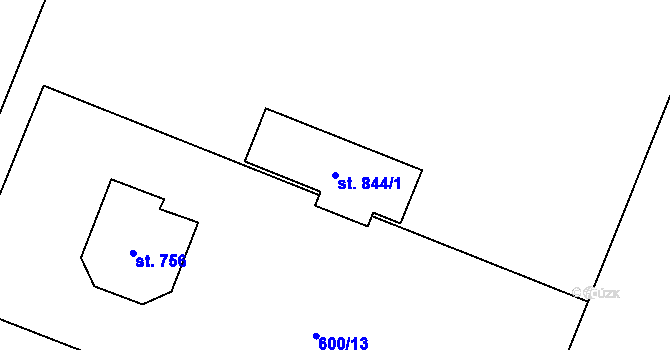 Parcela st. 844/1 v KÚ Solanec pod Soláněm, Katastrální mapa