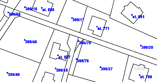 Parcela st. 396/79 v KÚ Solanec pod Soláněm, Katastrální mapa