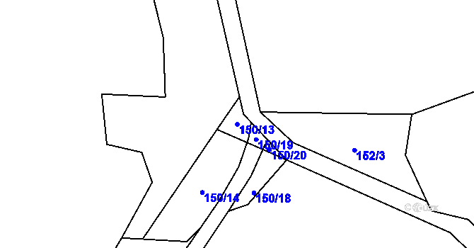 Parcela st. 150/13 v KÚ Solanec pod Soláněm, Katastrální mapa