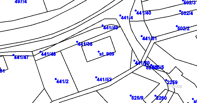 Parcela st. 969 v KÚ Solanec pod Soláněm, Katastrální mapa