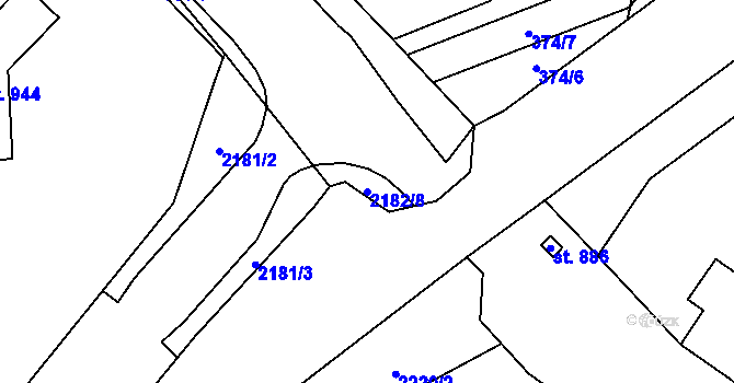 Parcela st. 2182/8 v KÚ Solanec pod Soláněm, Katastrální mapa