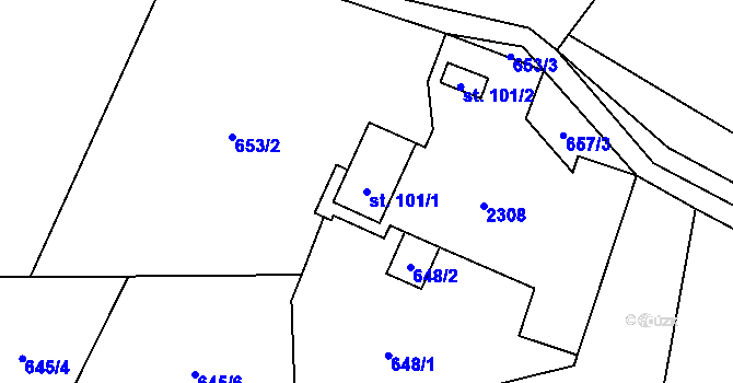 Parcela st. 101/1 v KÚ Solanec pod Soláněm, Katastrální mapa