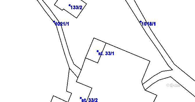 Parcela st. 33/1 v KÚ Arnoltice u Huzové, Katastrální mapa