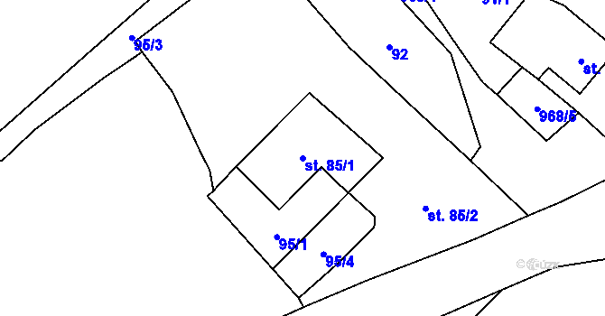 Parcela st. 85/1 v KÚ Arnoltice u Huzové, Katastrální mapa